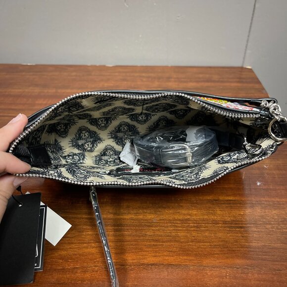 Ed Hardy Small Crossbody Purse w/ Detachable Shoulder Strap Multicolor Checkered - Picture 2 of 3